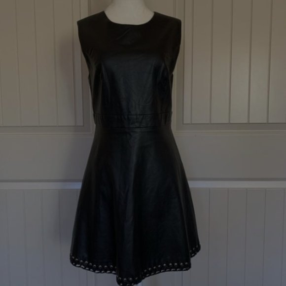 Forever21 Faux Leather Fit & Flare Skater Dress Size Medium - Picture 4 of 14